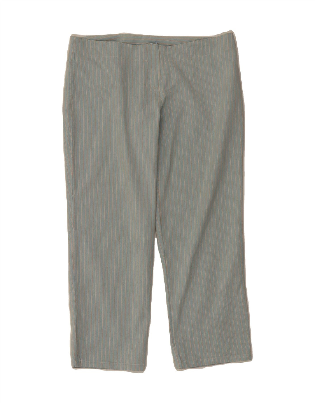 ONYX Womens Straight Capri Trousers IT 42 Medium W30 L22 Blue Striped Vintage Onyx and Second-Hand Onyx from Messina Hembry 