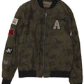 Zara Herre Graphic Bomber Jacket UK 40 Large Green Camouflage Polyester