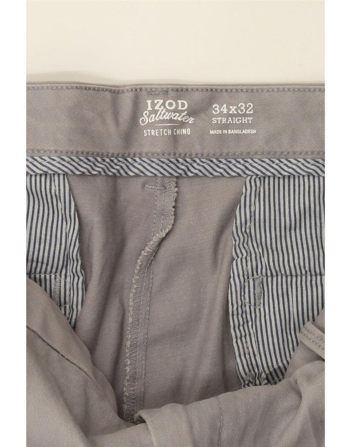 IZOD Mens Salt Water Straight Chino Trousers W34 L32 Grey Cotton Vintage Izod and Second-Hand Izod from Messina Hembry 