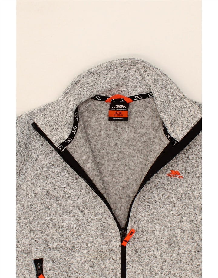 TRESPASS Boys Tracksuit Top Jacket 9-10 Years Grey Flecked Polyester Vintage Trespass and Second-Hand Trespass from Messina Hembry 