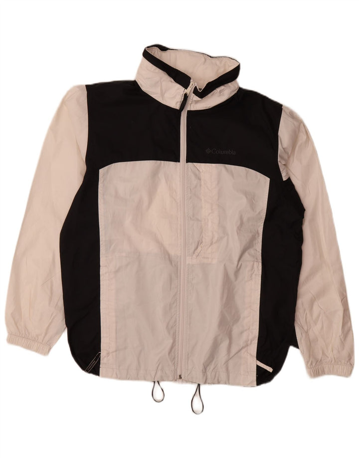 Columbia Veste de pluie à capuche pour homme UK 38 Medium Blanc Colorblock Polyester