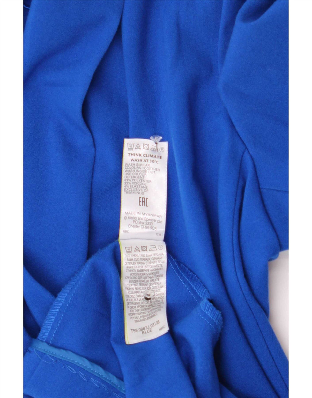 Marks & Spencer Veste blazer ouverte à manches 3/4 pour femme UK 12 Bleu moyen
