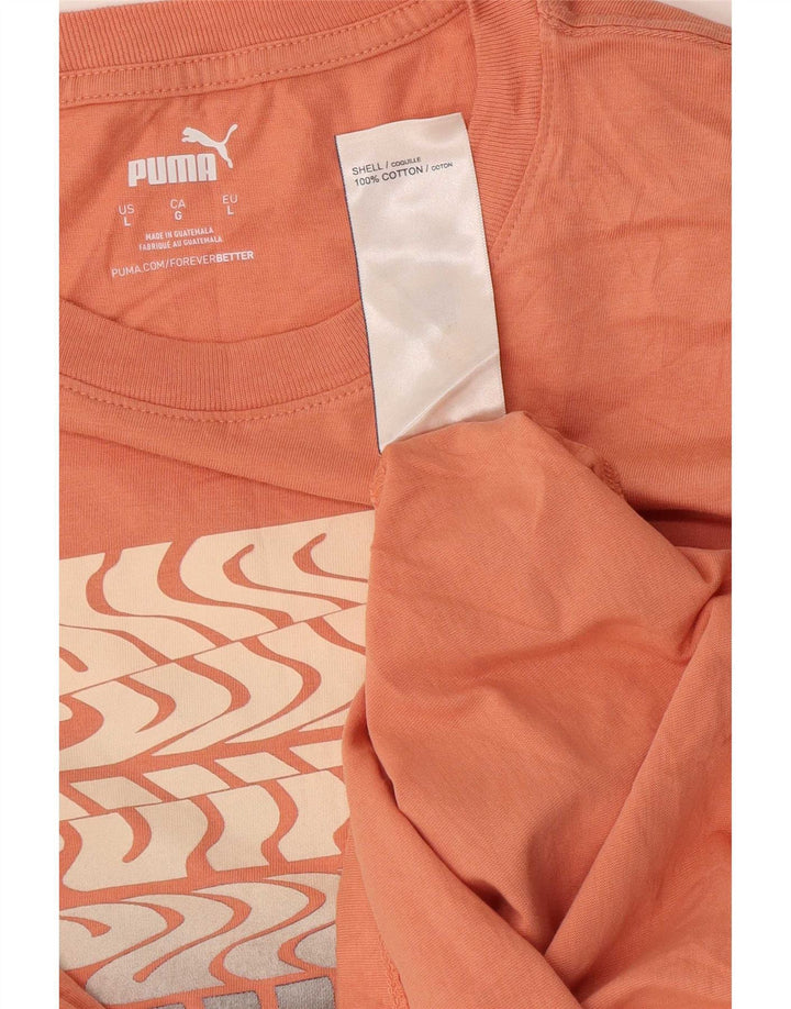 Puma Mens Graphic T-Shirt Top Large Orange Cotton