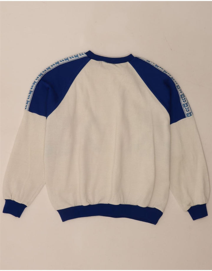 Vintage Mens Graphic Sweatshirt Jumper XL White Colourblock