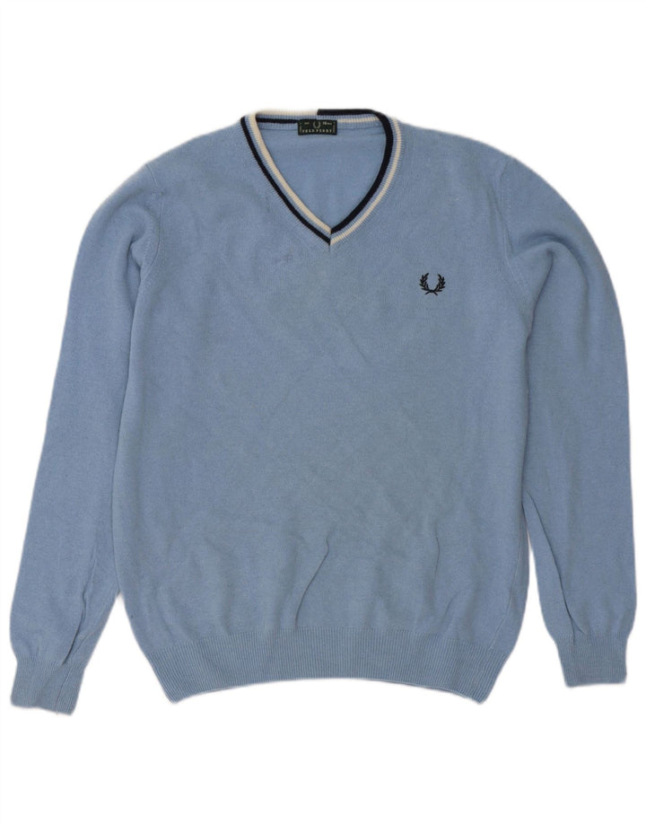 Fred Perry Boys V-hals sweater 15-16 år Blå uld