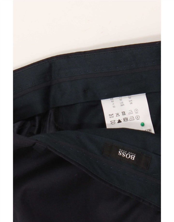 Hugo Boss Mens Slim Suit Trousers W36 L30 Navy Blue Wool