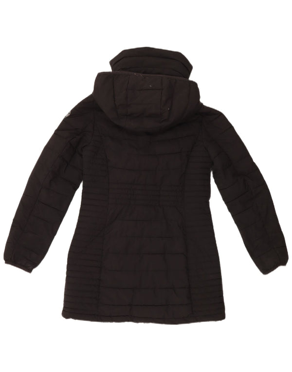 Dkny Abrigo acolchado con capucha para mujer UK 10 Small Poliéster negro