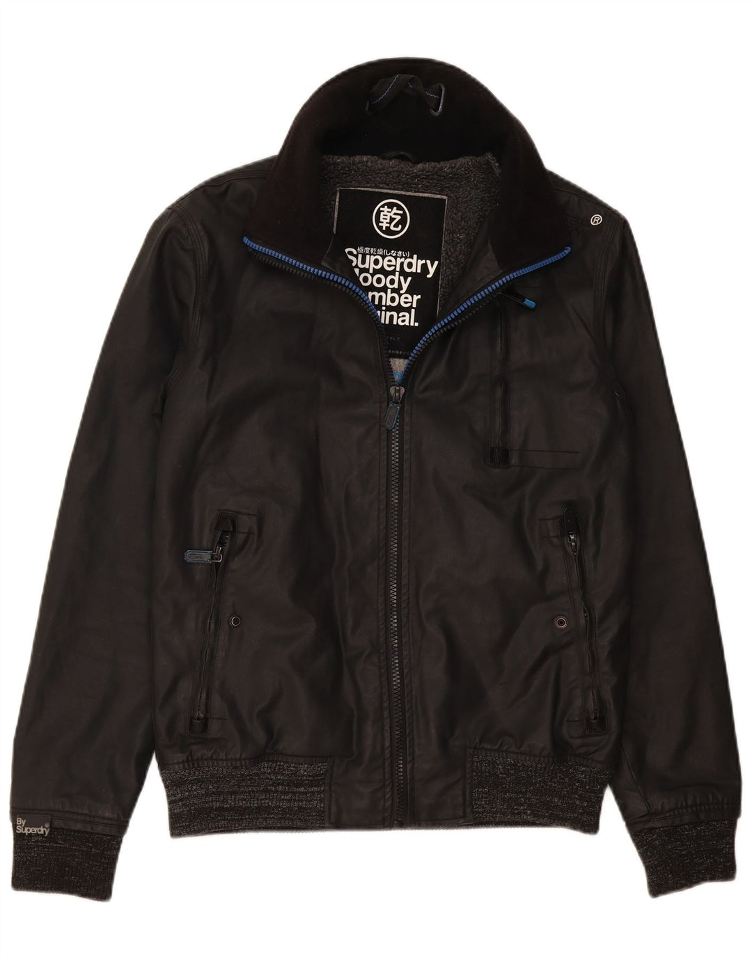 Superdry Mens Bomber Windbreaker Jacket UK 38 Medium Black Nylon