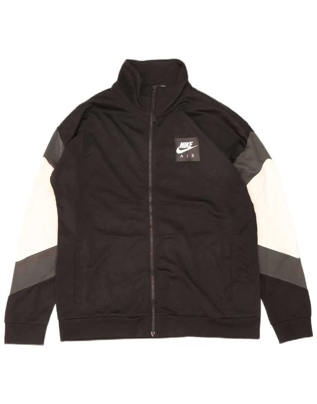 NIKE Mens Graphic Tracksuit Top Jacket Large Black Colourblock Polyester