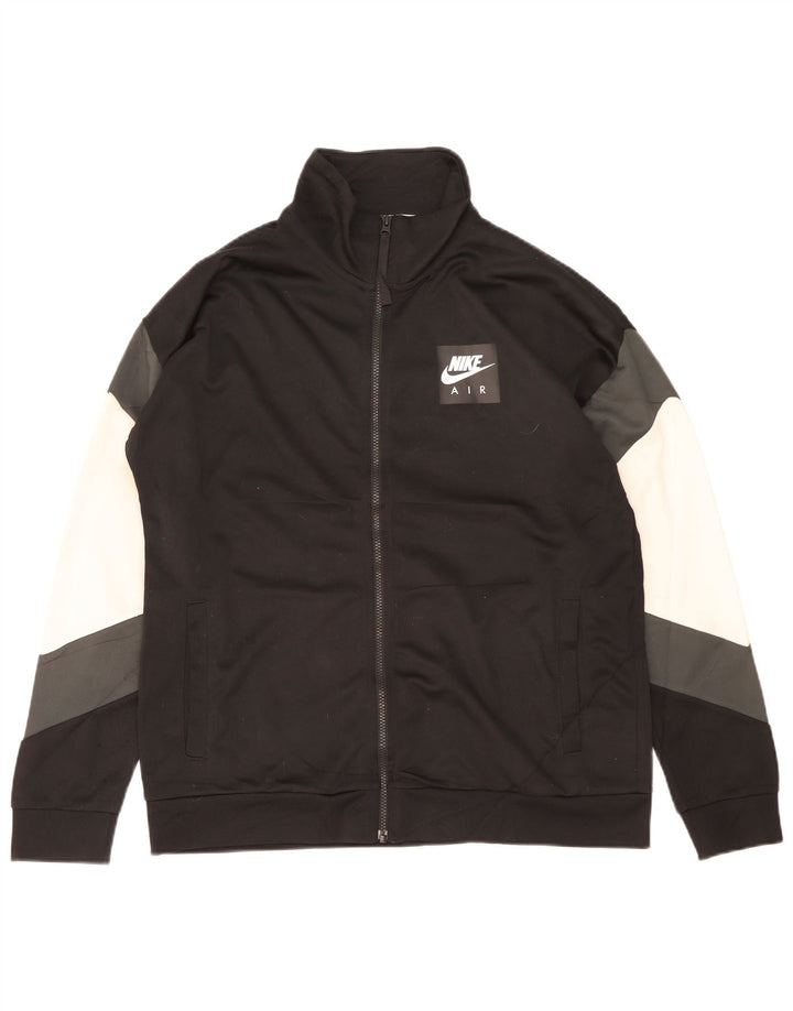 NIKE Mens Graphic Tracksuit Top Jacket Large Black Colourblock Polyester