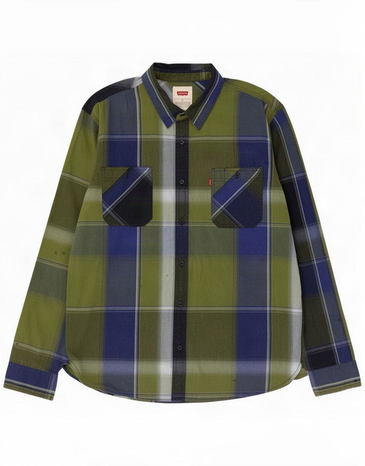 Levi's Mens Shirt XL Green Plaid Cotton
