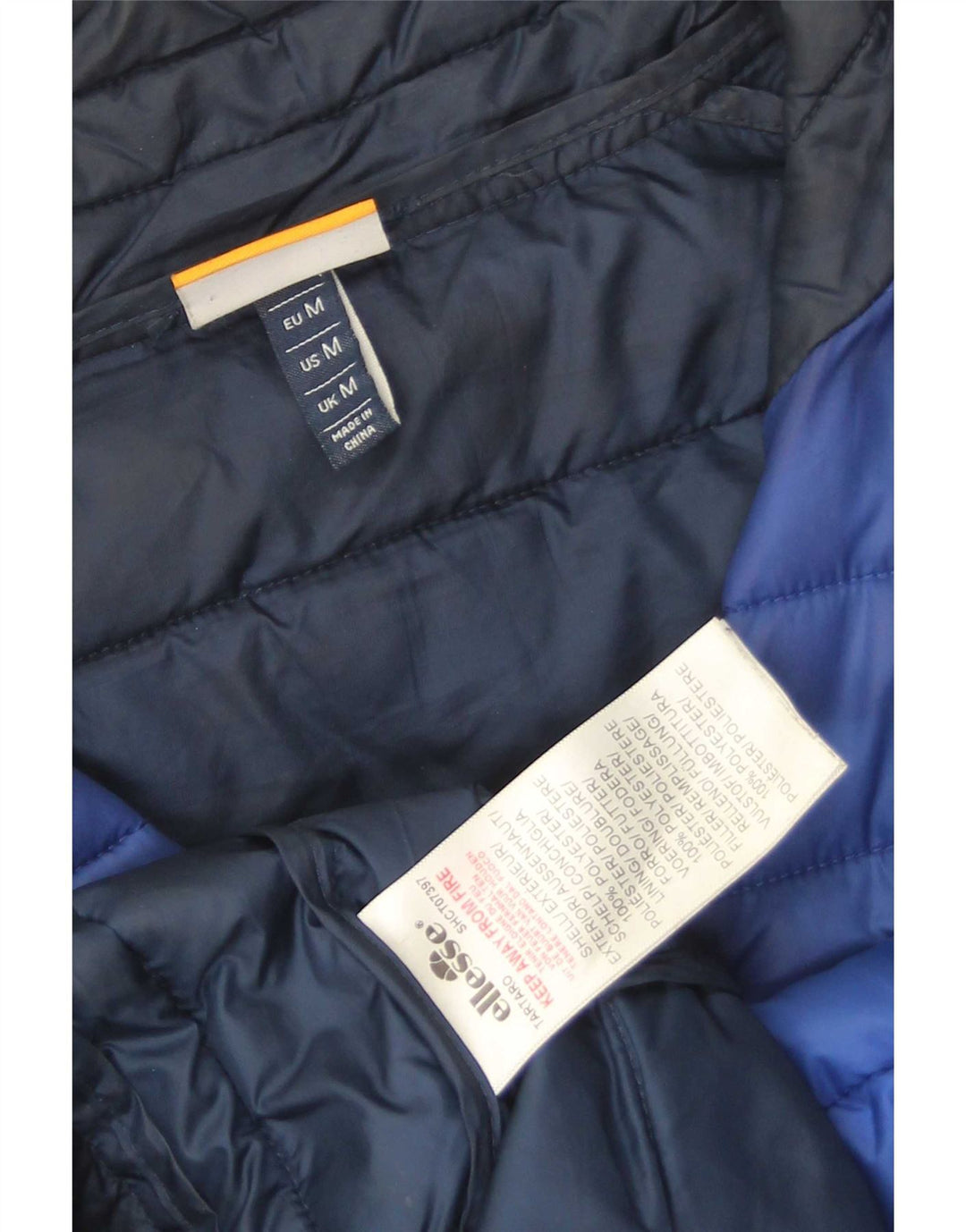 Ellesse Herre polstret jakke UK 38 Medium Blue Colourblock Polyester