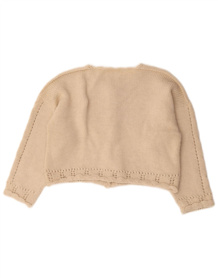 Vintage Dame Crop Cardigan Sweater UK 14 Medium Beige