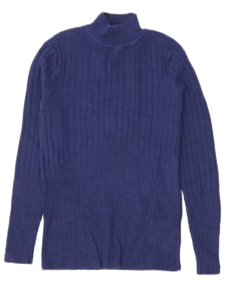 Marks & Spencer Womens Turtle Neck Jumper Sweater UK 10 Small Blue Viscose