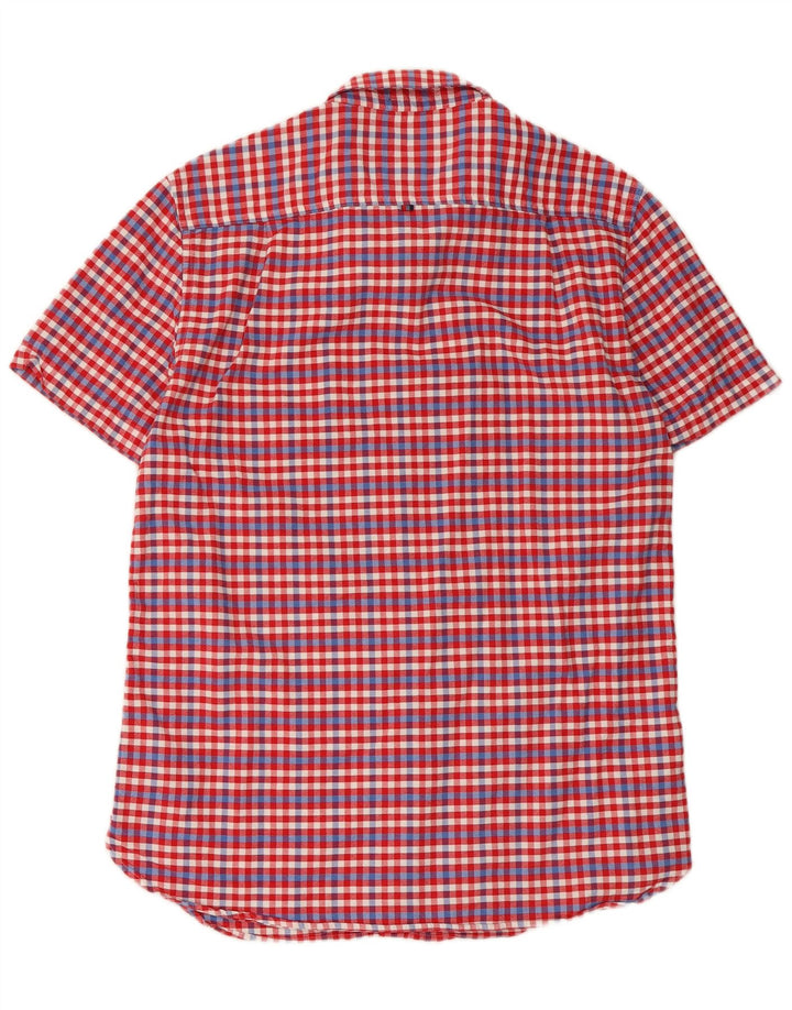 Superdry Mens Short Sleeve Shirt Large Red Gingham Cotton