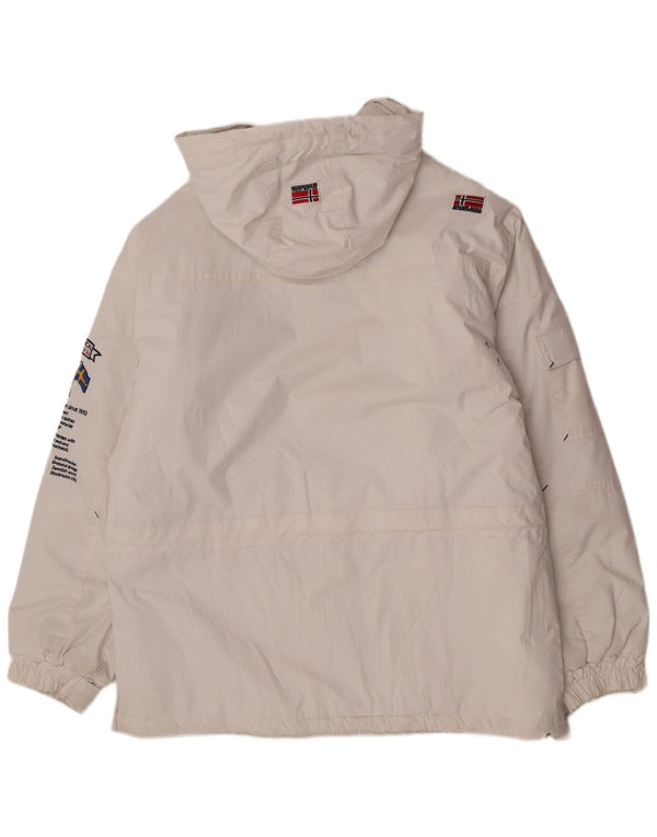 Geographical Norway Mens Hooded Graphic Anorak Jacket UK 42 XL White