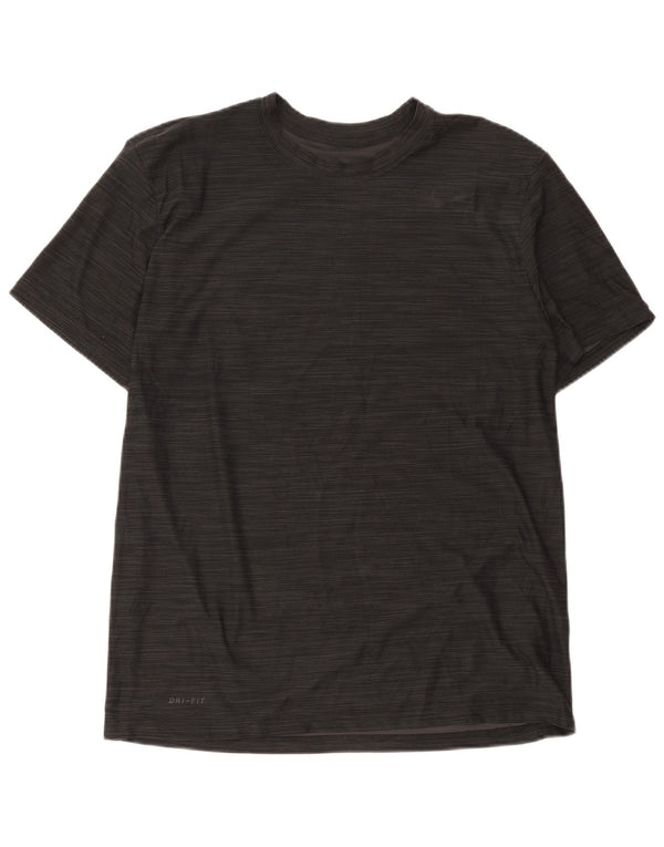 Nike Hommes Dri Fit T-Shirt Haut Large Noir Rayé Polyester