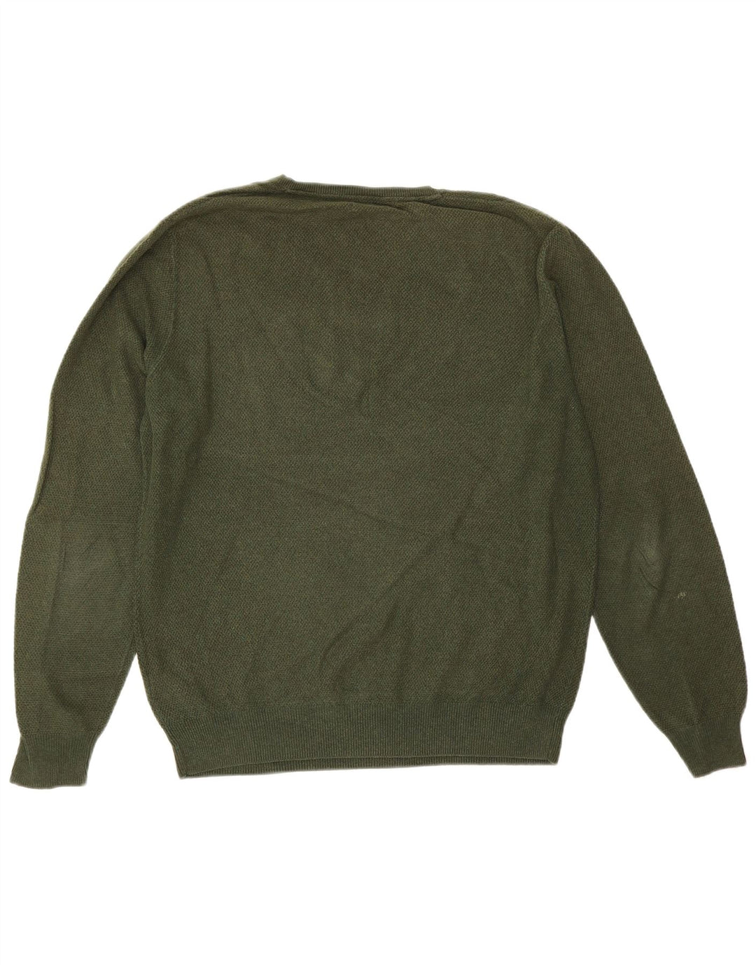 Massimo Dutti Mens V-Neck Jumper Sweater Large Green Cotton