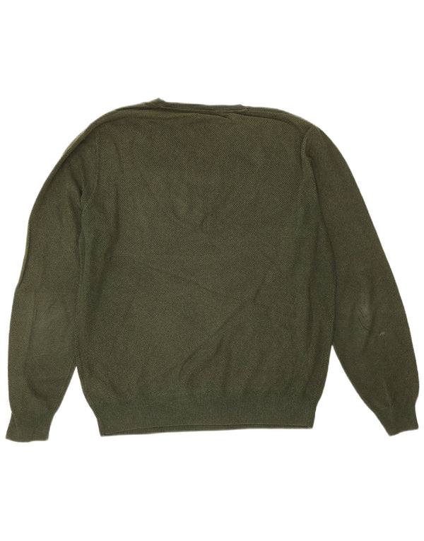 Massimo Dutti Maglione da uomo con scollo a V grande cotone verde