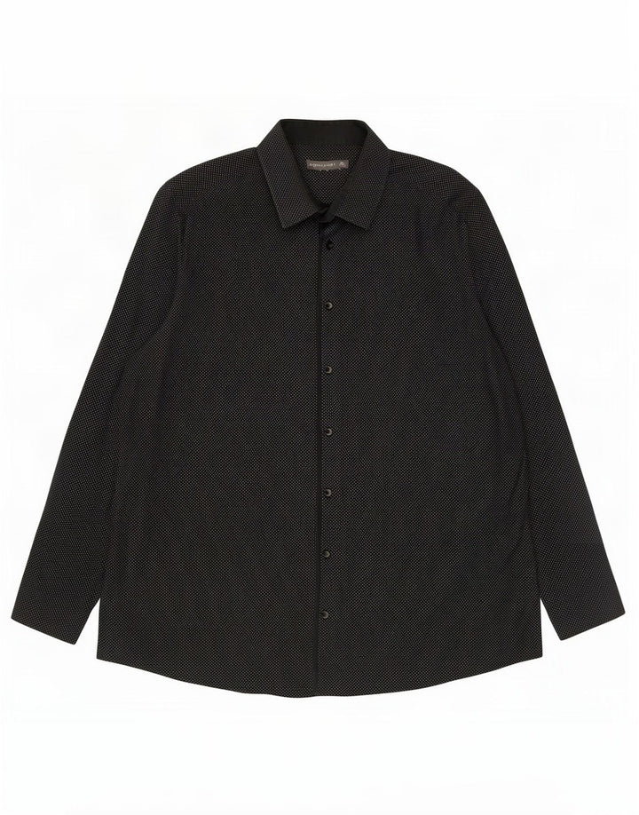 Angelo Litrico Mens Shirt Size 45/46 2XL Black Spotted Cotton