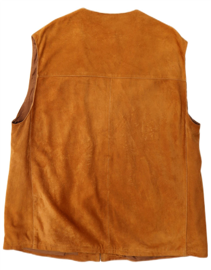 Vintage Mens Suede Gilet UK 40 Large Brown