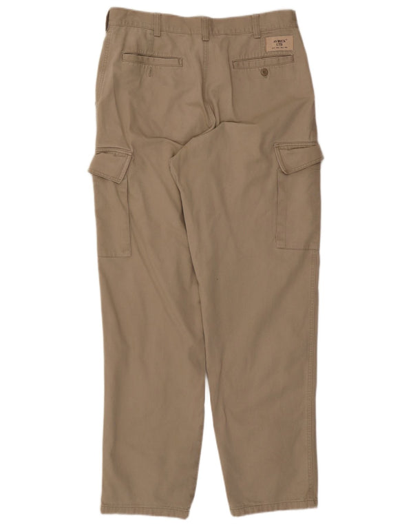 Avirex Mens Straight Cargo Trousers W34 L32 Beige Cotton