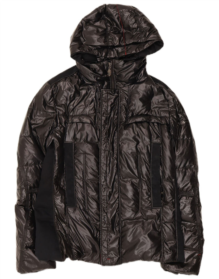 PEUTEREY Mens Hooded Padded Jacket EU 48 Small Black Polyamide