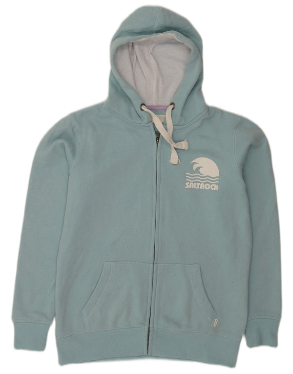 Maglione con cappuccio e zip grafica da donna Saltrock UK 14 Cotone blu medio