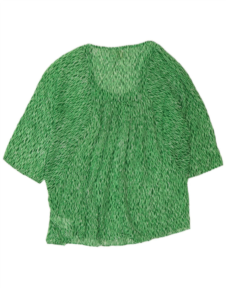 Michael Kors Womens Blouse Top UK 16 Large Green Argyle/Diamond Polyester