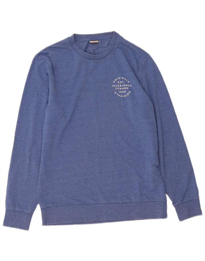 JACK & JONES Mens Sweatshirt Jumper Large Blue Polyester