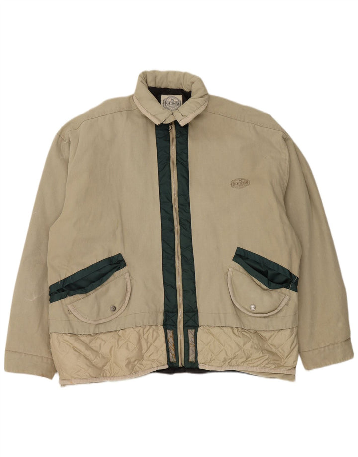 Vintage Mens Bomber Jacket UK 42 XL Beige Colourblock
