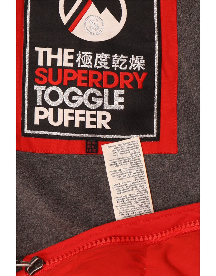 Superdry Womens Hooded Padded Jacket UK 10 Small Red Polyester