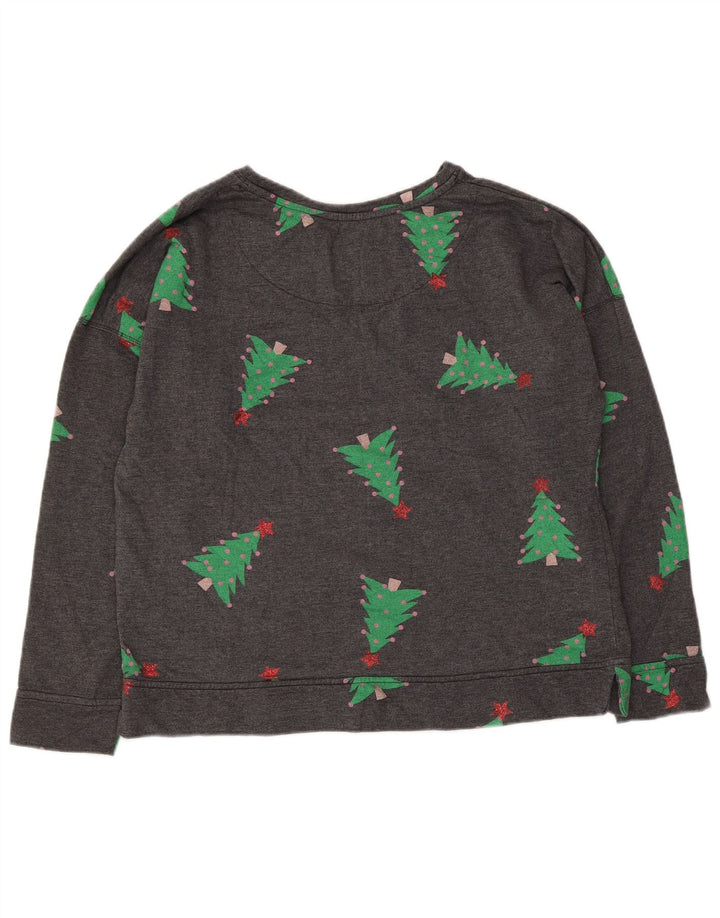 Marks & Spencer Womens Graphic Sweatshirt Jumper UK 16 Large Grey Christmas