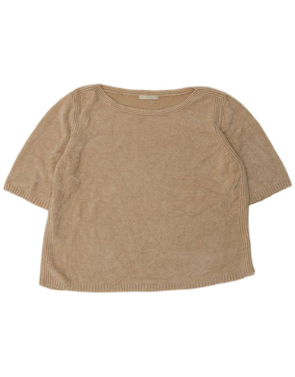 Marks & Spencer Womens Boat Neck Jumper Sweater UK 22 3XL Beige