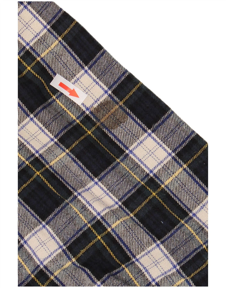 EDDIE BAUER Mens Flannel Shirt 2XL Navy Blue Check Cotton