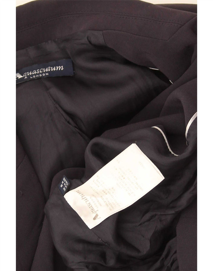 Giacca blazer da donna a 2 bottoni Aquascutum UK 8 piccola acetato blu navy