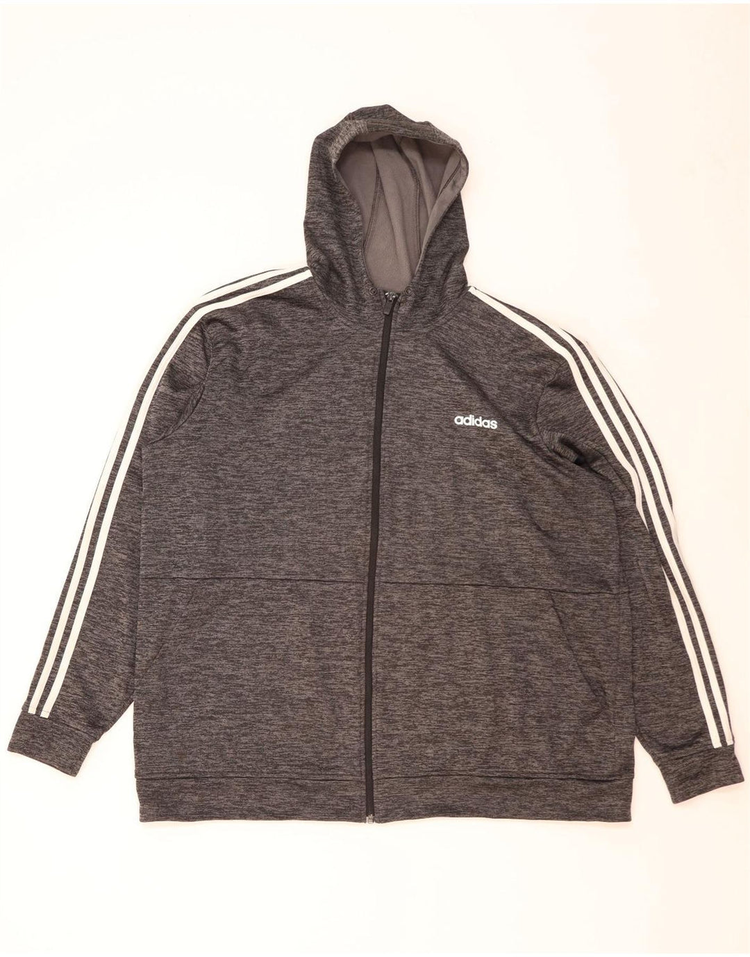 ADIDAS Mens Climalite Zip Hoodie Sweater 2XL Grey Flecked Polyester