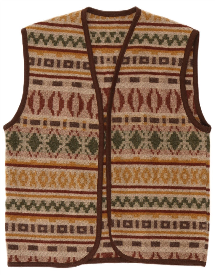 Vintage Mens Waistcoat Large Brown Geometric