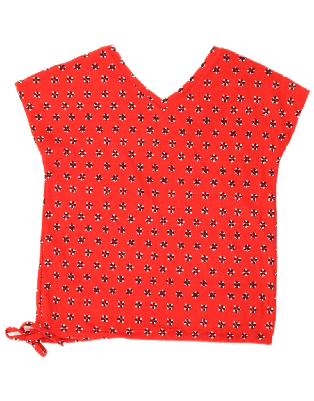 Marks & Spencer Damen-Blusenoberteil, Gr. 8, Größe S, rot, geblümt, Baumwolle