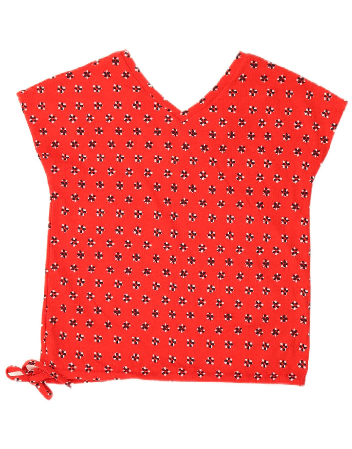 Marks & Spencer Damen-Blusenoberteil, Gr. 8, Größe S, rot, geblümt, Baumwolle
