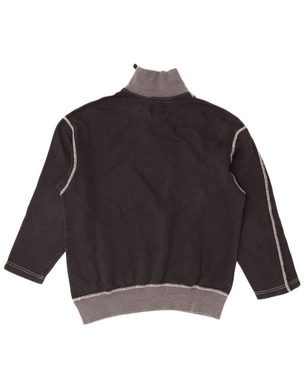 Vintage γυναικείο φούτερ με φερμουάρ Jumper UK 16 Large Black Colourblock