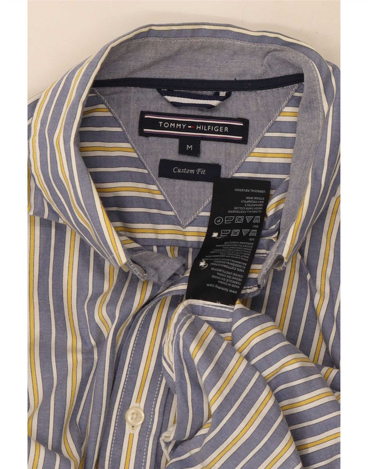 Tommy Hilfiger Mens Custom Fit Shirt Medium Blue Striped Cotton