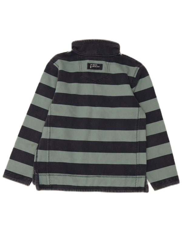 Fat Face Boys Zip Neck Sweatshirt Jumper 8-9 Years Blue Striped Cotton