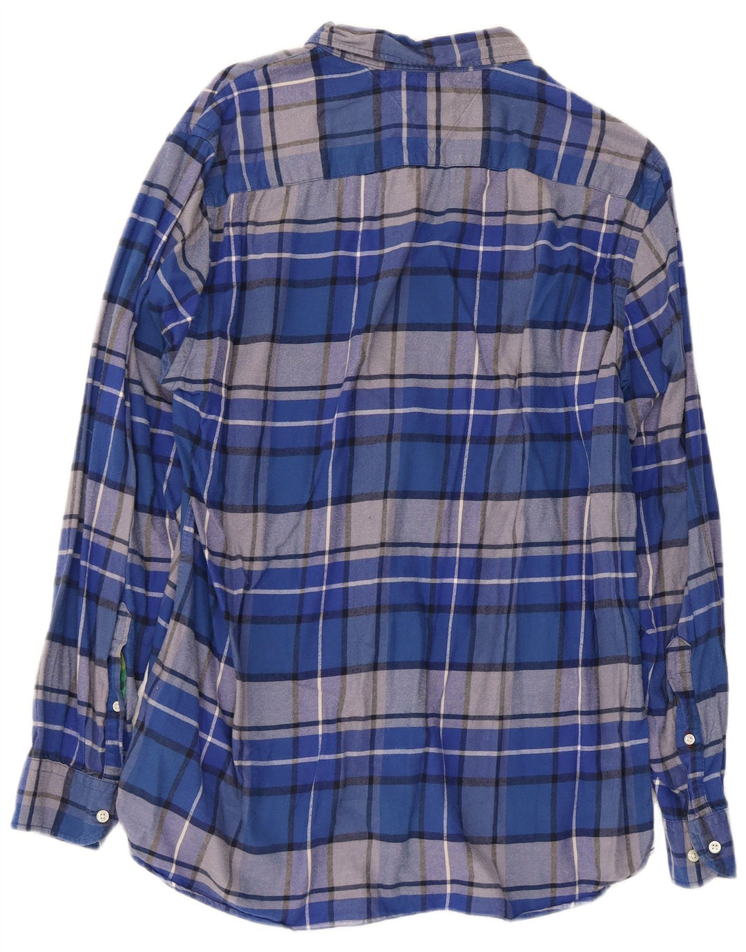Tommy Hilfiger Mens Regular Fit Shirt Large Blue Check Cotton