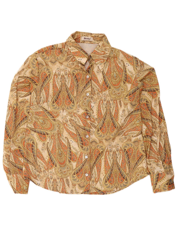 Винтажная женская рубашка IT 50 XL, бежевый, полиэстер с узором пейсли