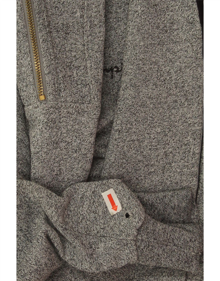 Champion Mens Graphic Zip Neck Sweatshirt Jumper Medium Grey Colourblock