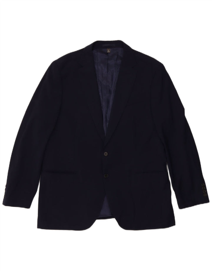 Marks & Spencer Mens 2 Button Blazer Jacket UK 44 2XL Navy Blue Wool