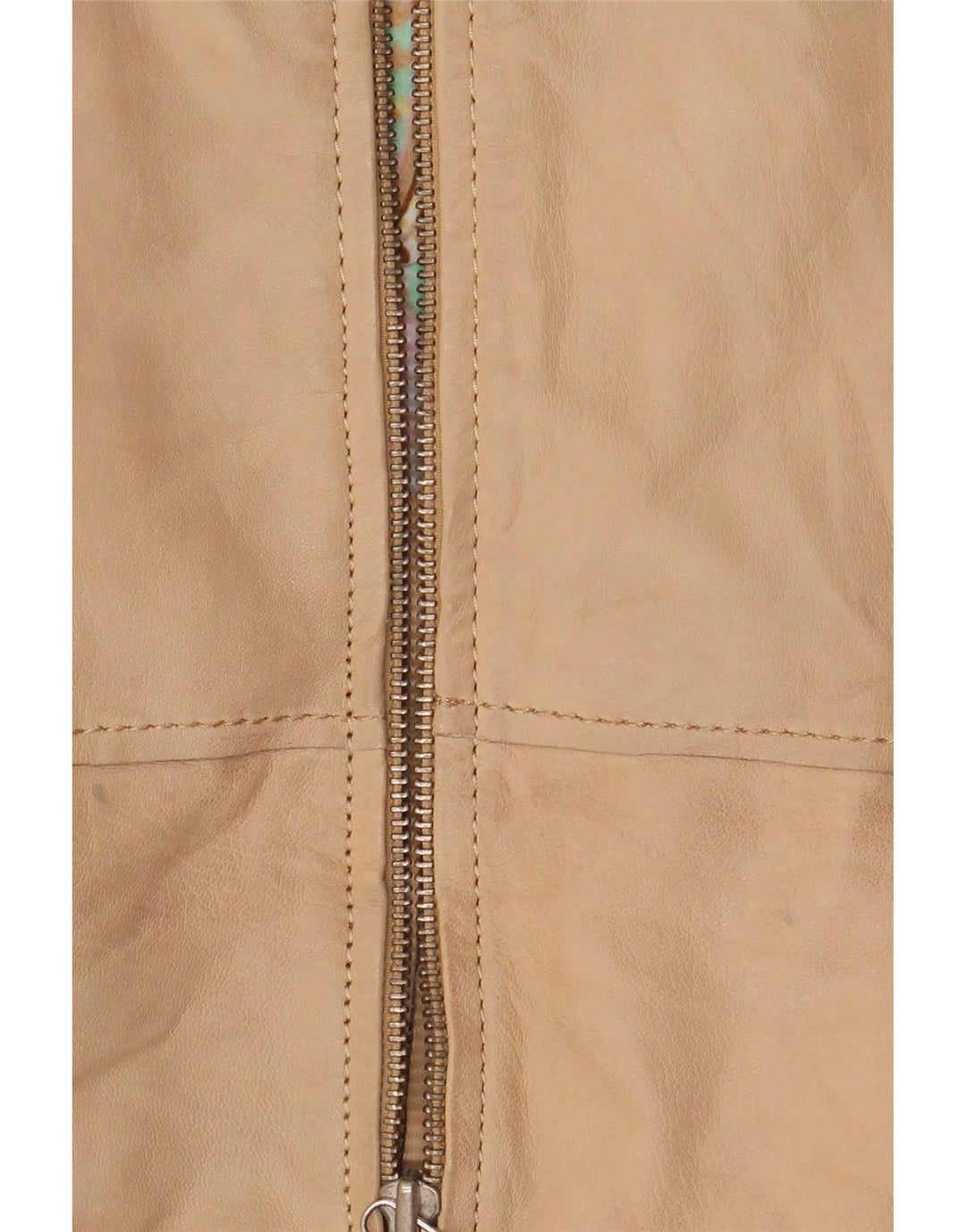Cabrini Damen Leder Bikerjacke EU 36 Small Beige