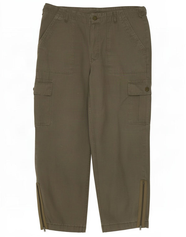 Vintage Mens Loose Fit Cargo Trousers IT 50 Large W36 L27 Green Check
