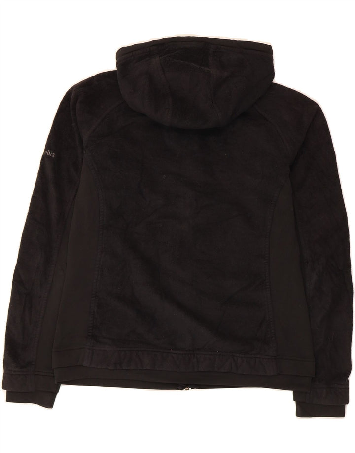 COLUMBIA Womens Hooded Fleece Jacket UK 14 Medium Black Polyester Vintage Columbia and Second-Hand Columbia from Messina Hembry 